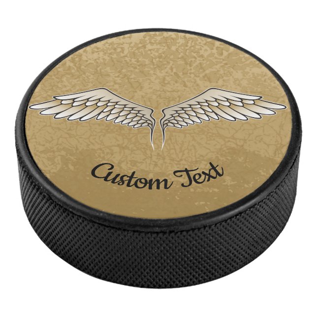 Beige Wings Hockey Puck (3/4)