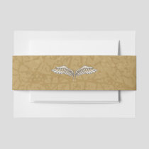 Beige wings invitation belly band