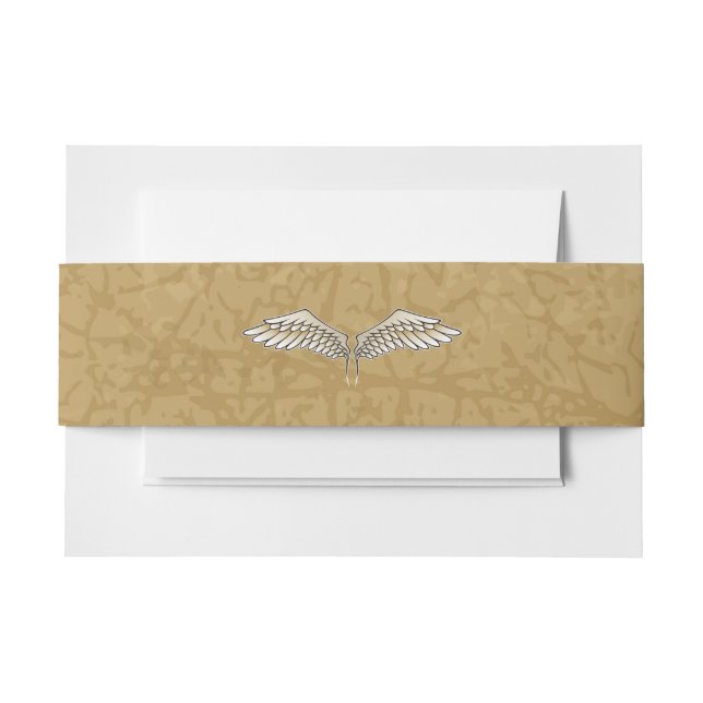 Beige wings invitation belly band (Front Example)