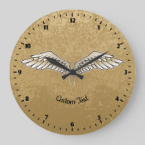 Beige Wings Large Clock