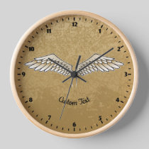 Beige Wings Large Clock