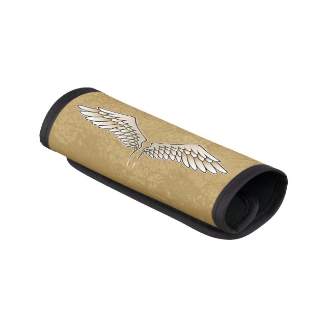 Beige wings luggage handle wrap (Angled)