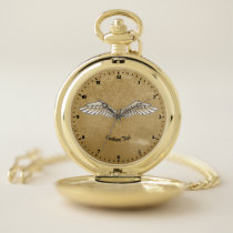 Beige Wings Pocket Watch