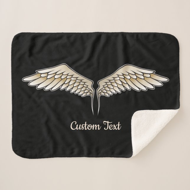 Beige Wings Sherpa Blanket (Front (Horizontal))