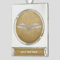 Beige wings silver plated banner ornament