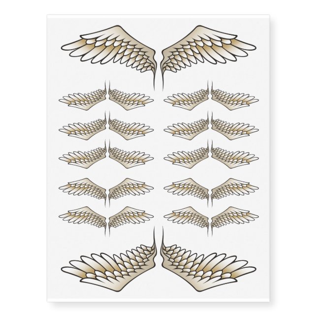Beige Wings Temporary Tattoos (Front)