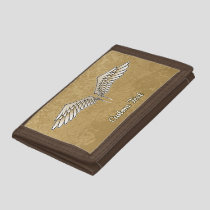 Beige Wings Trifold Wallet