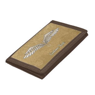 Beige Wings Trifold Wallet