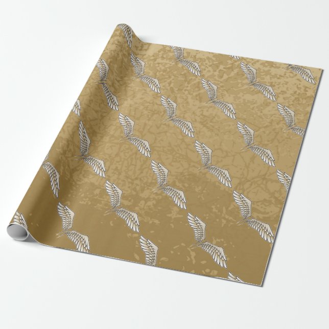 Beige wings wrapping paper (Unrolled)
