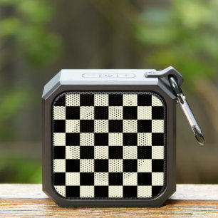 Beige with Black Large Square Style Pattern Bluetooth Speaker