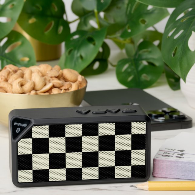 Beige with Black Large Square Style Pattern Jabba Bluetooth Speaker (Insitu(Table))