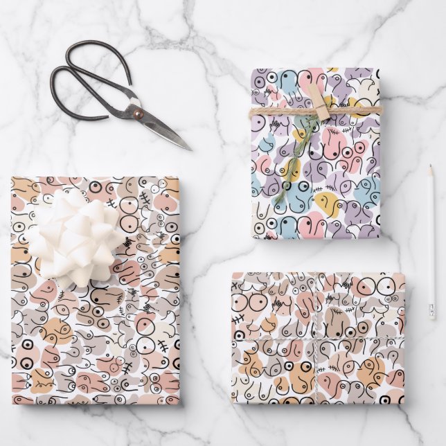 beige woman fun breast wrapping paper sheets (Front)