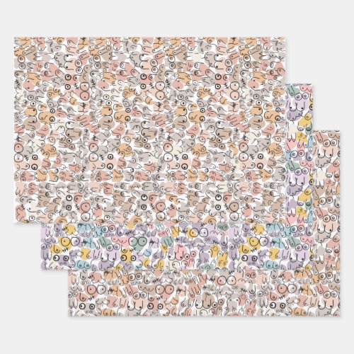 beige woman fun breast wrapping paper sheets