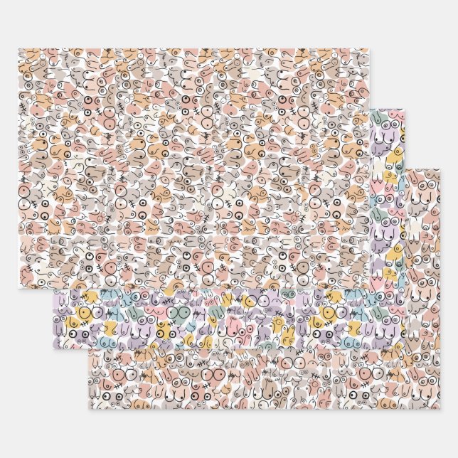 beige woman fun breast wrapping paper sheets (Set)