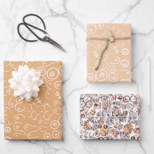 beige woman fun breast wrapping paper sheets