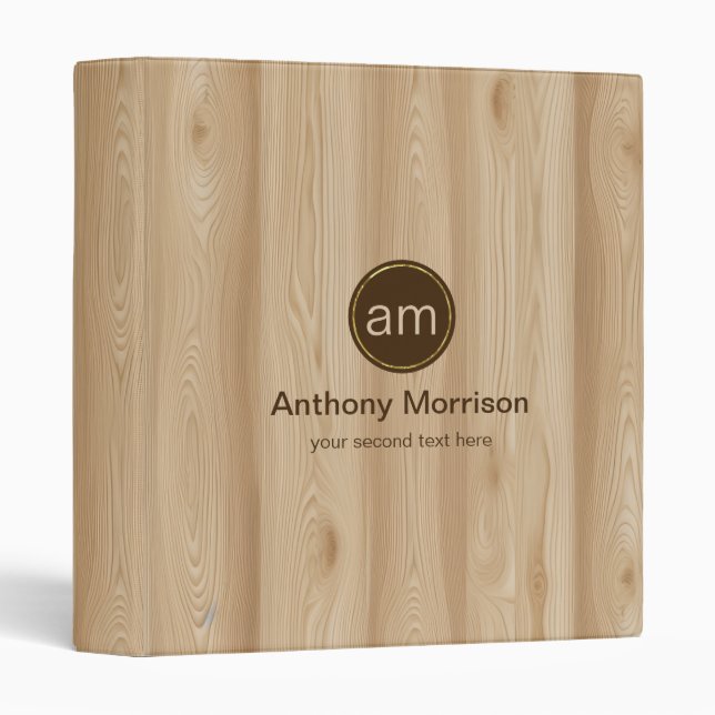 Beige Wooden Design  3 Ring Binder (Front/Spine)