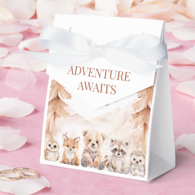 Beige Woodland Animals Adventure Neutral Favor Boxes (Wedding)