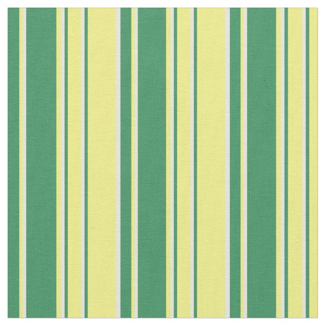Beige, Yellow, and Sea Green Lines Pattern Fabric (Close Up)