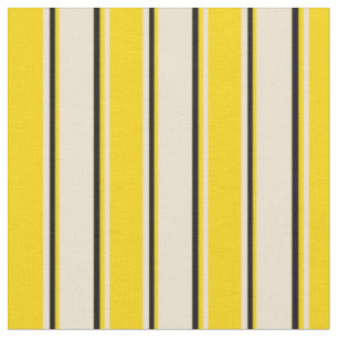 Beige, Yellow & Black Stripes Pattern Fabric
