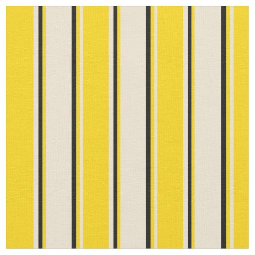 Beige, Yellow & Black Stripes Pattern Fabric