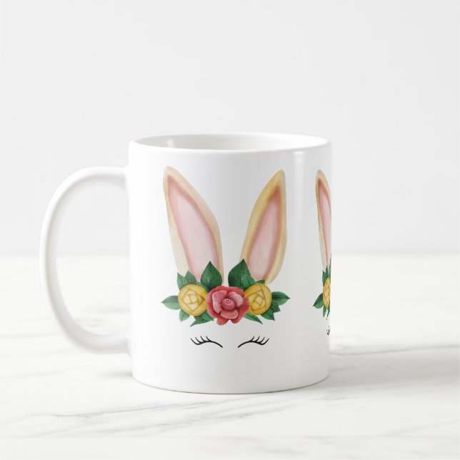 Beige Yellow Rabbit Watercolor Coffee Mug (Left)
