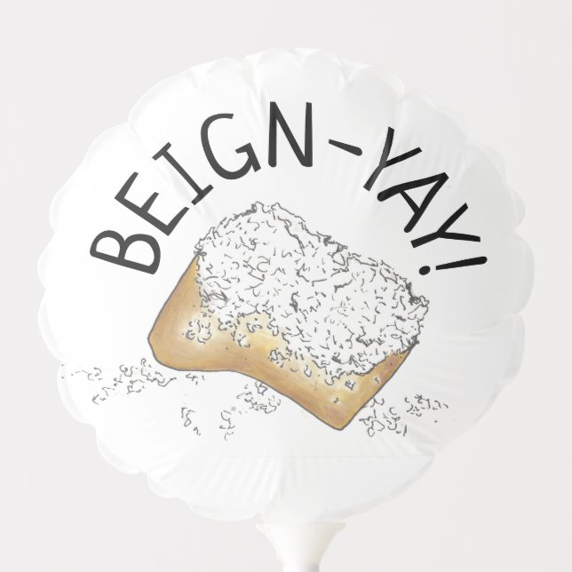 Beign-YAY! New Orelans Mardi Gras NOLA Beignet Balloon (Front)