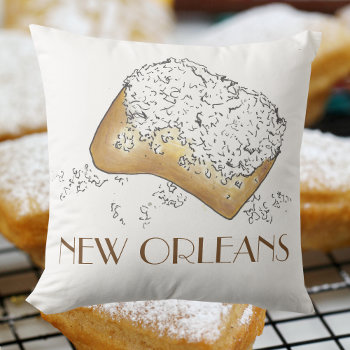 Beignet Pastry Louisiana La New Orleans Nola Food Throw Pillow by rebeccaheartsny at Zazzle