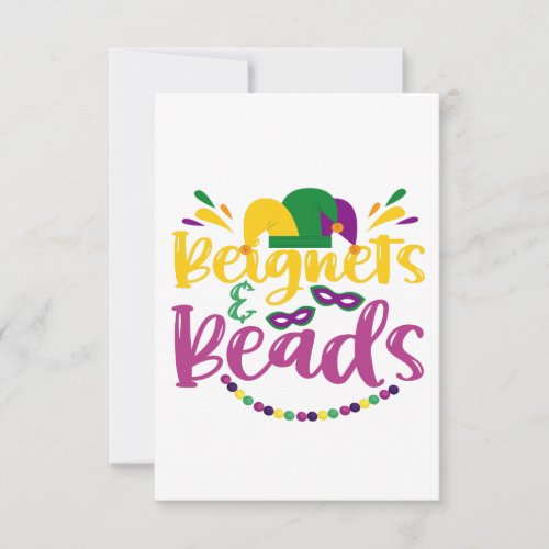 Beignets  Beads Funny Mardi Gras Carnival Gift  Thank You Card