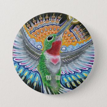 Beija Flor ("flower Kisser") Hummingbird Painting Pinback Button by michaelgarfield at Zazzle