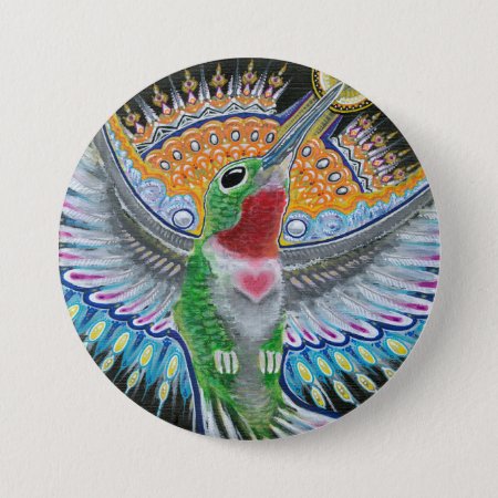 Beija Flor ("flower Kisser") Hummingbird Painting Pinback Bu