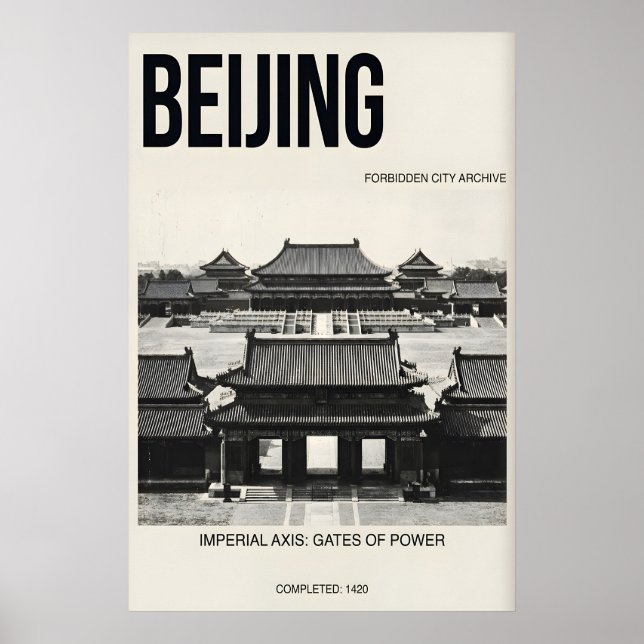 Beijing Architecture Art Print, Forbidden City Poster (Front)