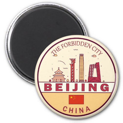 Beijing China City Skyline Emblem Magnet