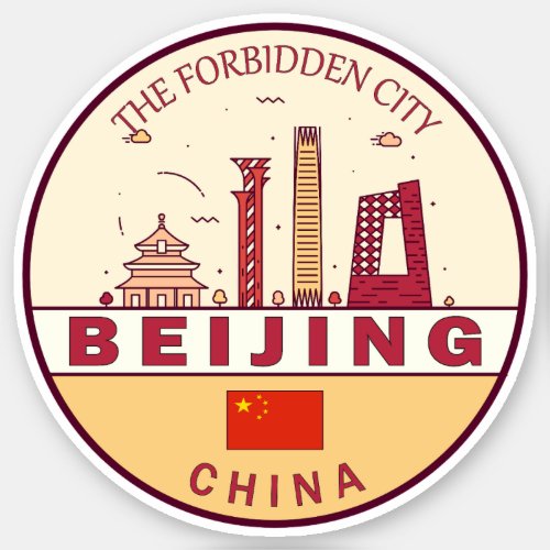 Beijing China City Skyline Emblem Sticker