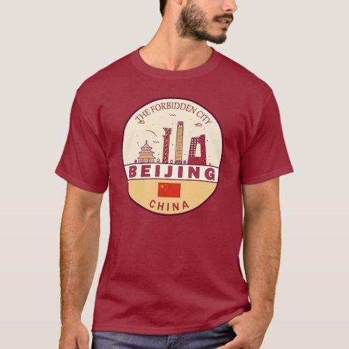 Beijing China City Skyline Emblem T_Shirt