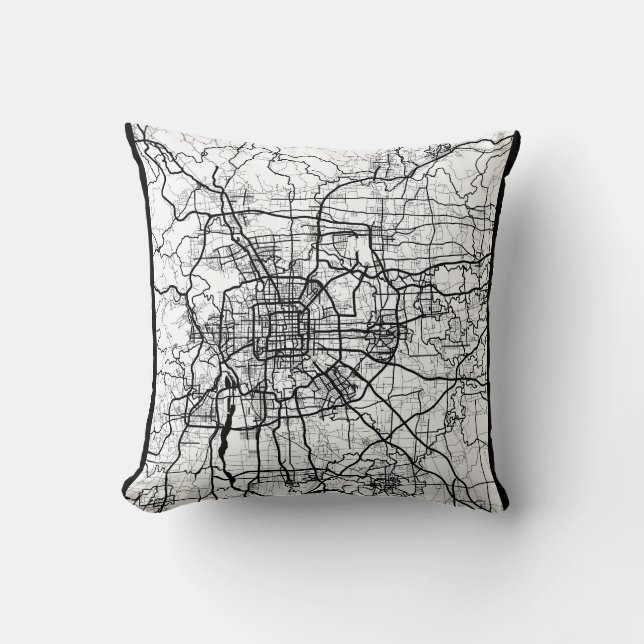 Beijing China Map Throw Pillow (Front)