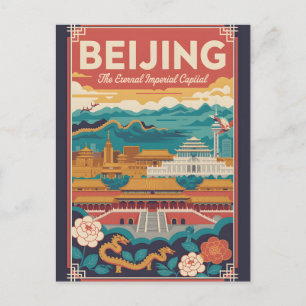 Beijing China Retro Travel Poster Vintage Art Postcard
