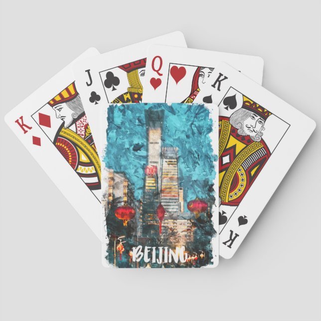 Beijing China Skyline Street View Poker Cards (Back)