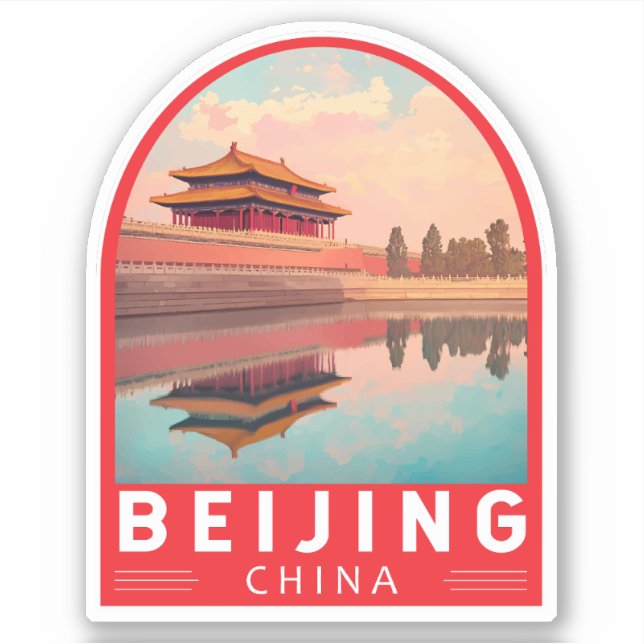 Beijing China Travel Art Emblem Sticker (Front)