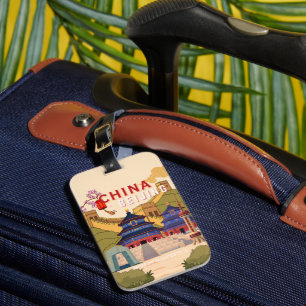 Beijing China Travel Poster   Asian City Wall Art Luggage Tag
