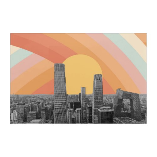 Beijing City Skyscrapers Rainbow Acrylic Print