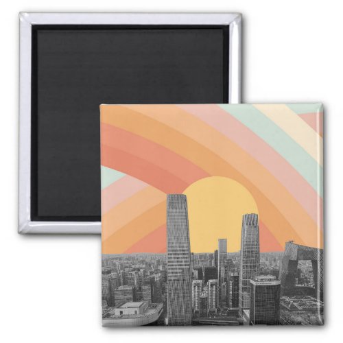 Beijing City Skyscrapers Rainbow Sky Magnet