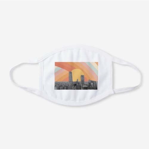 Beijing City Skyscrapers Rainbow Sky White Cotton Face Mask