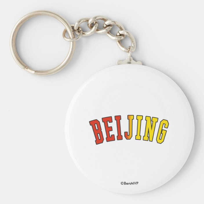 Beijing in China National Flag Colors Keychain