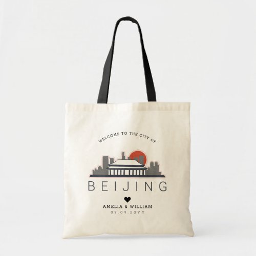 Beijing Wedding  Stylized Skyline Tote Bag
