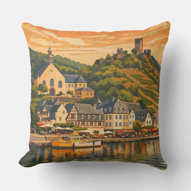 Beilstein Vintage Travel Art Throw Pillow (Front)