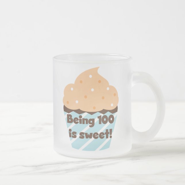 Being 100 is Sweet Birthday T-shirts and Gifts Frosted Glass Coffee Mug (Right)