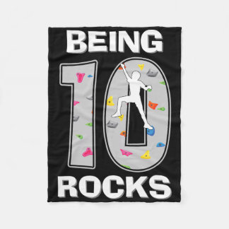 Being 10 Years Old Rocks Rock Climber 10th Birthda Fleece Blanket