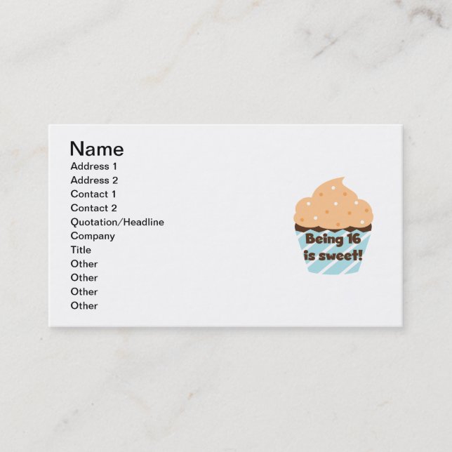 Being 16 is Sweet Birthday T shirts and Gifts Business Card (Front)
