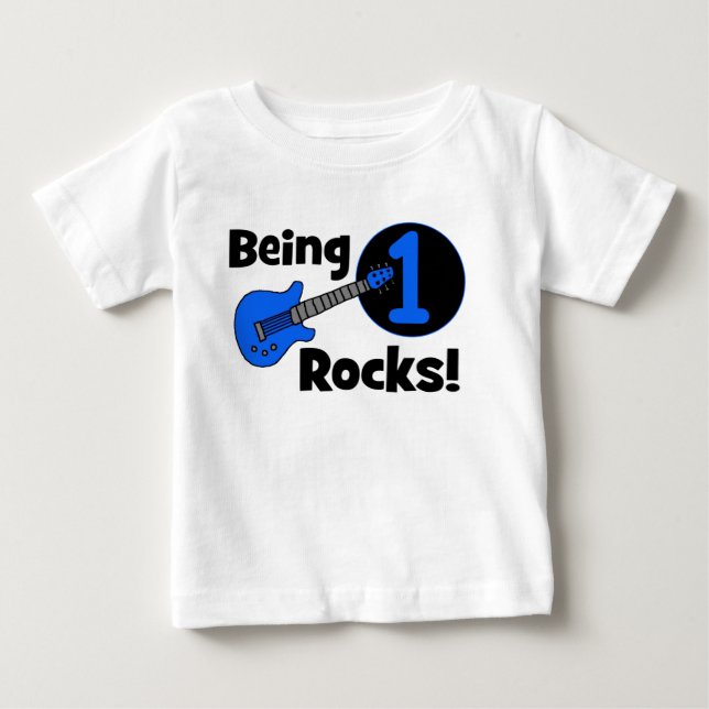 Being 1 Rocks! Personalized Baby's 1st Birthday Baby T-Shirt (Front)