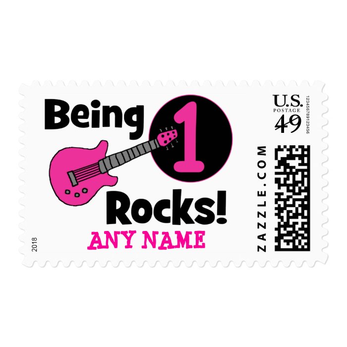 Being 1 Rocks with Pink Guitar Stamp